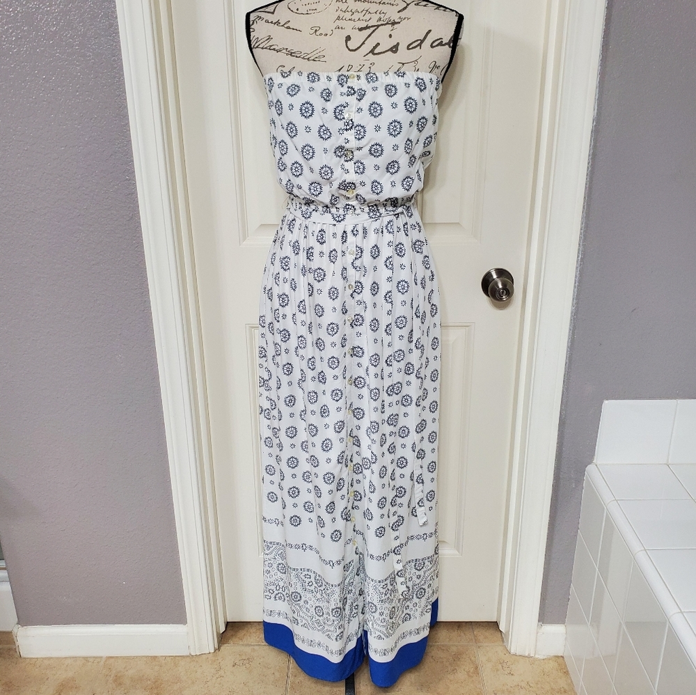 Old Navy Strapless Printed Button Front Maxi Dress - image 1